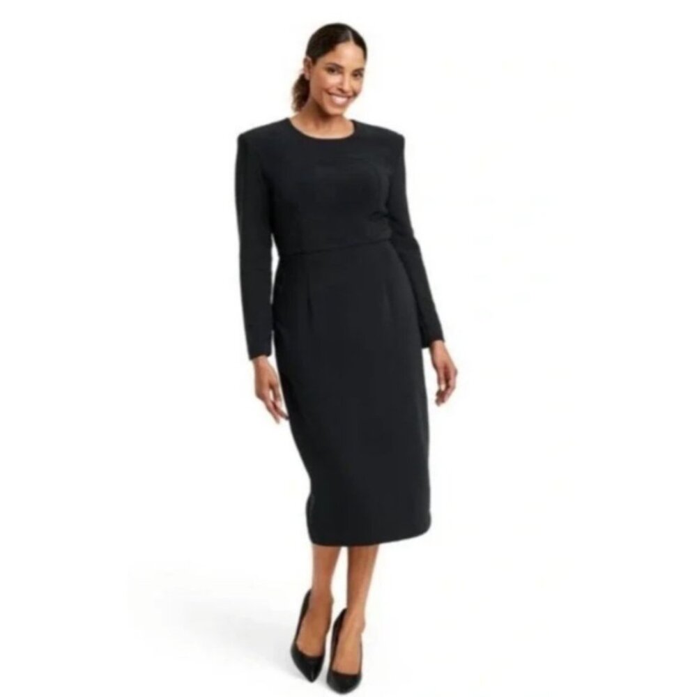 Sergio Hudson Womens Long Midi Black Dress Size Small Funeral Church Party